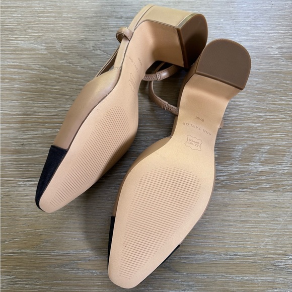 NEW Ann Taylor women’s tan black cap toe sling back heels shoes pumps size 8.5 - Picture 3 of 6